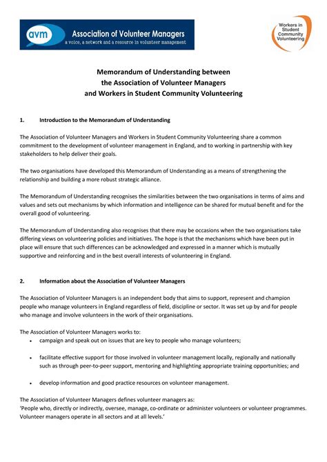 Free Memorandum of Understanding (MOU) Template .